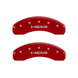 MGP 4 Caliper Covers Engraved Front & Rear Hemi Red finish silver ch 55001SHEMRD
