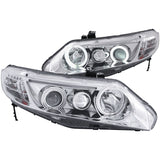ANZO 2006-2011 Honda Civic Projector Headlights w/ Halo Chrome (CCFL) 121061