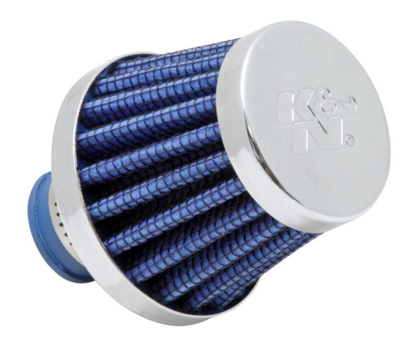 K&N 2in Base OD x .375in Flange ID x 1.75in H Rubber Base Crankcase Vent Filter - Blue 62-1600BL