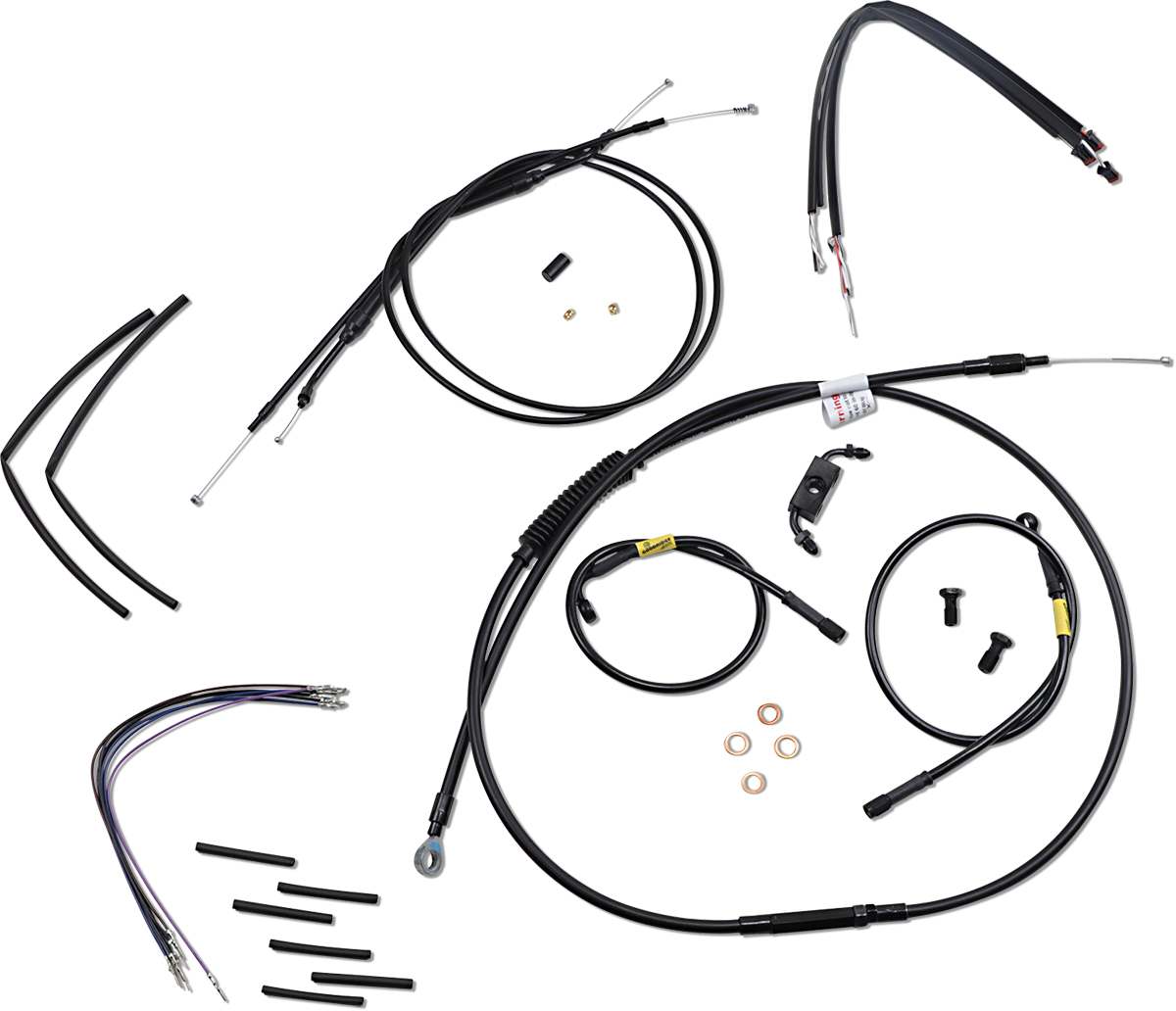 BURLY BRAND Cable Kit - Jail Bar - 14" Handlebars - Black Vinyl B30-1213