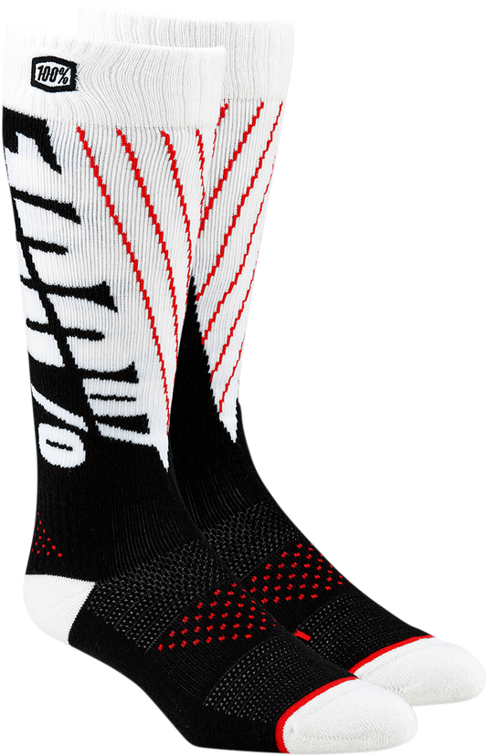 100% Torque Comfort Moto Socks - Black/White - Large/XL 24007-011-18