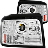 ANZO 1992-1996 Ford F-150 Projector Headlights w/ Halo Chrome w/ Side Markers and Parking Lights 111183