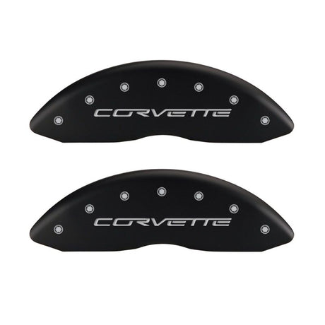 MGP 4 Caliper Covers Engraved Front & Rear C6/Corvette Red finish silver ch 13083SCV6RD