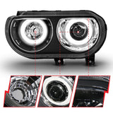ANZO 2008-2014 Dodge Challenger Projector Headlights w/ Halo Black (CCFL) 121308
