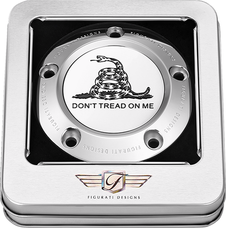 FIGURATI DESIGNS Timing Cover - 5 Hole - Don't Tread on Me - Stainless Steel FD40-TC-5H-SS