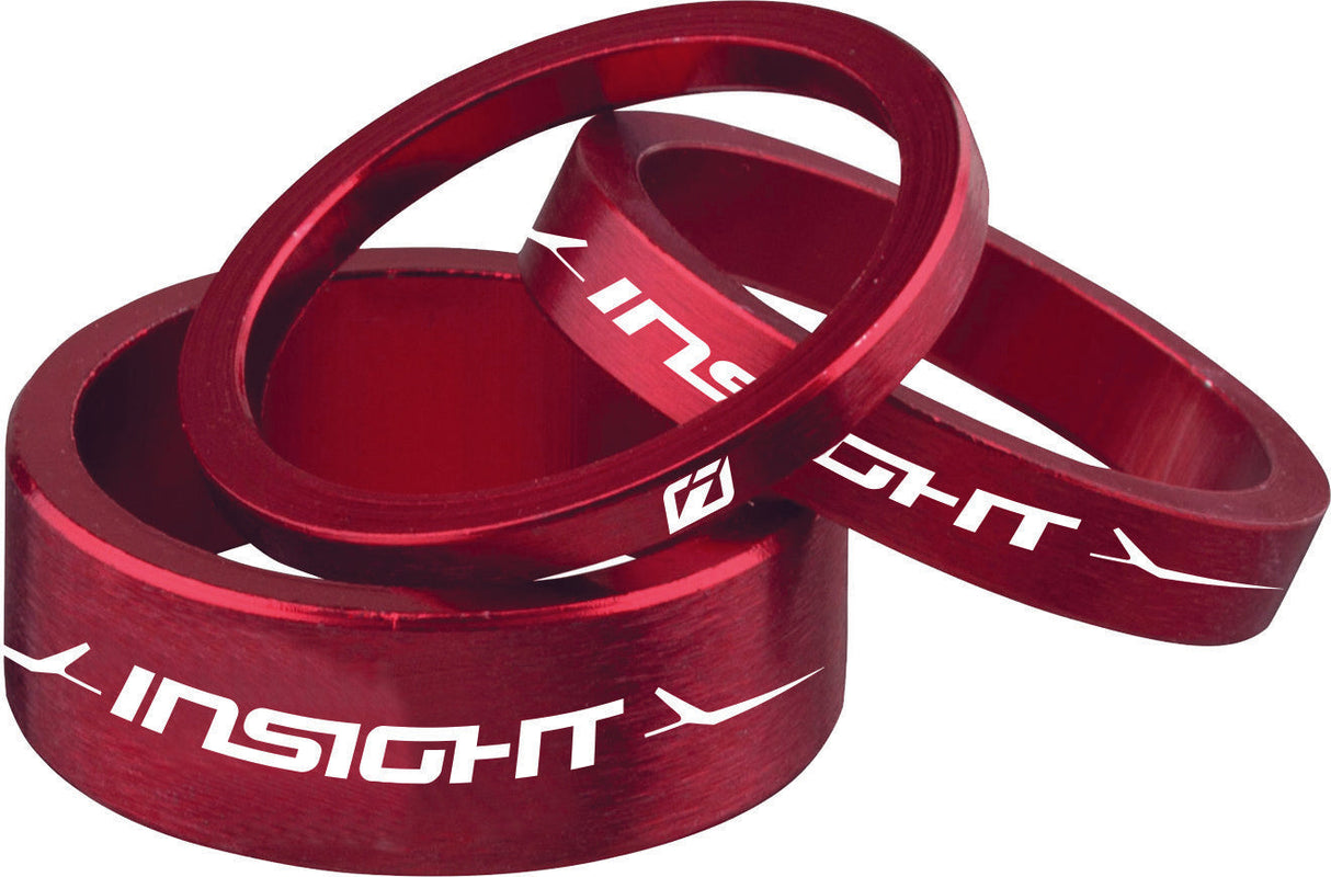 INSIGHT Alloy Headset Spacers Red 1-1/8" 3mm/5mm/10mm INSP118RDRD