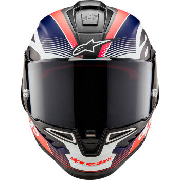 IN STOCK ALPINESTARS Supertech R10 Helmet - Team - Matte Black/Carbon Red Fluo/Blue - Medium 8200224-1383-M
