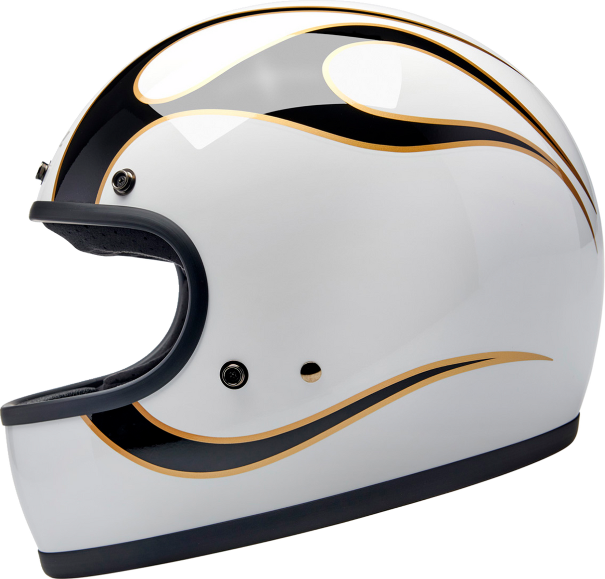 BILTWELL Gringo Helmet - Flames - White/Black - 2XL 1002-561-506