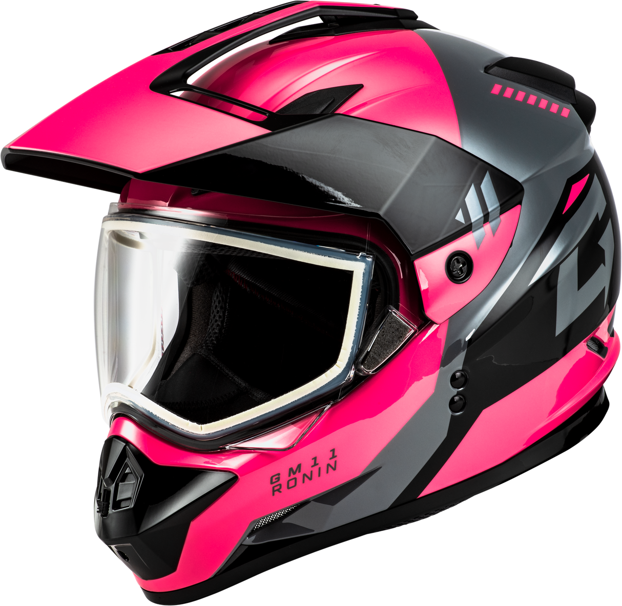 GMAX Gm-11 Ronin Helmet Black/Grey/Pink Lg A11151266