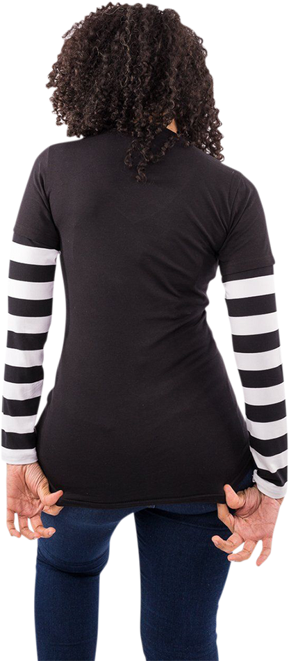 LETHAL THREAT Women's Long-Sleeve Stripe T-Shirt - Black/White - Large LA20645L