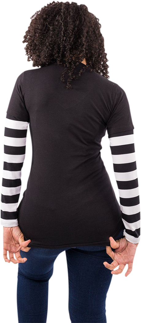 LETHAL THREAT Women's Long-Sleeve Stripe T-Shirt - Black/White - Large LA20645L