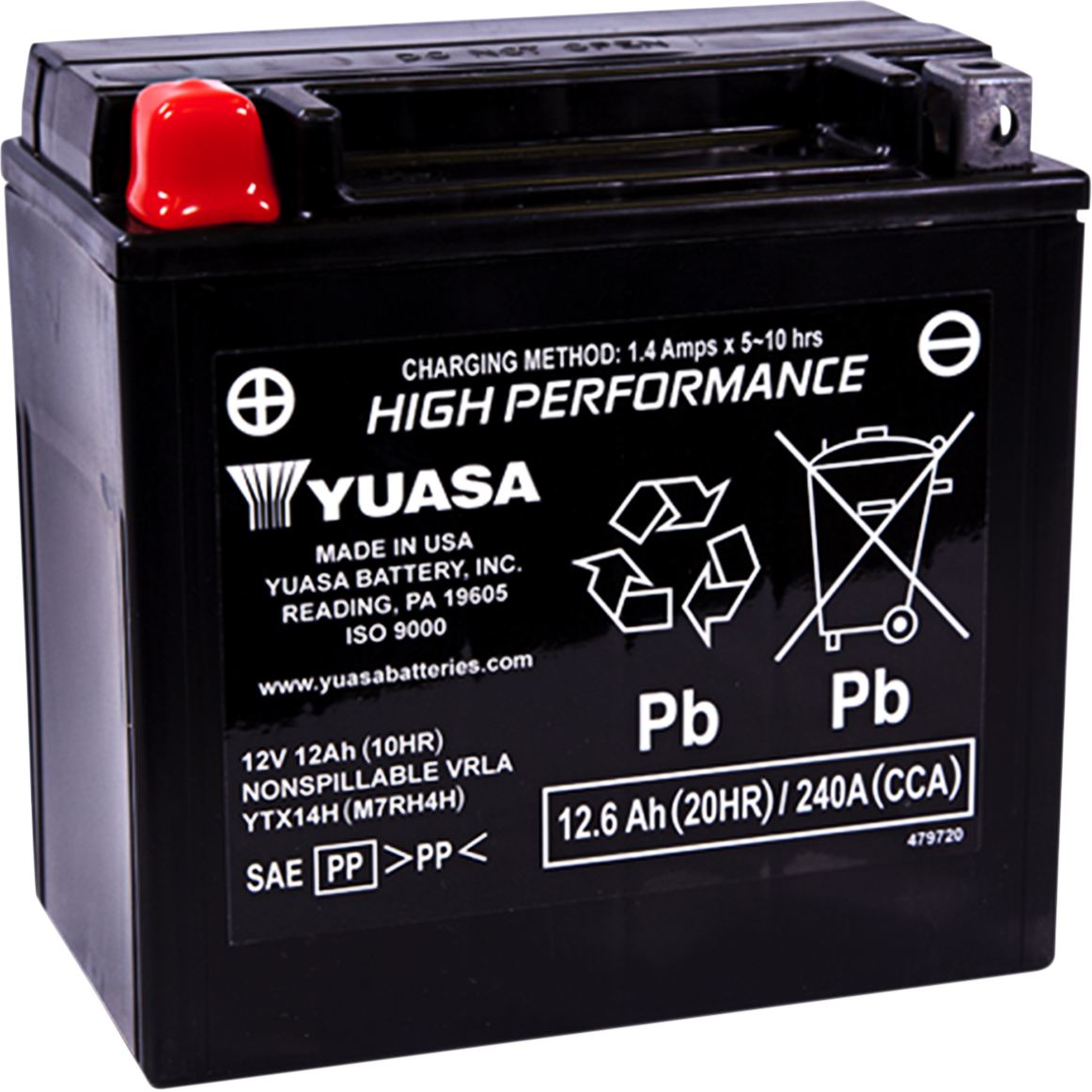 YUASA AGM Battery - YTX14H YUAM7RH4H