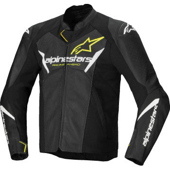 ALPINESTARS Faster v3 Airflow Leather Jacket - Black/White/Yellow Fluo - US 48 / EU 58 3103625-125-58