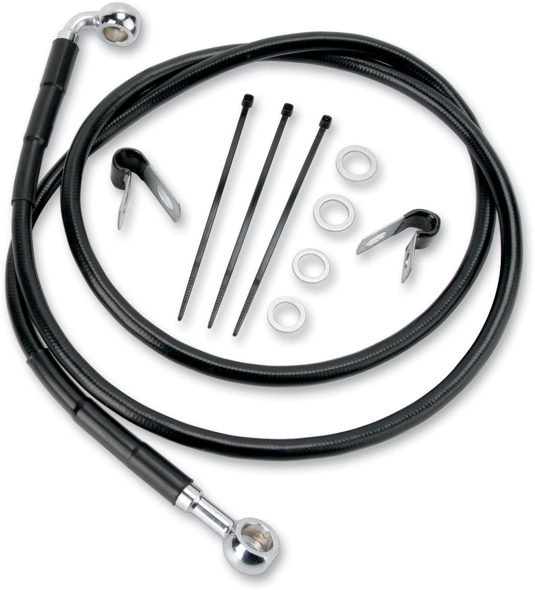 DRAG SPECIALTIES Brake Line - Front - Black - +2" 640115-2BLK