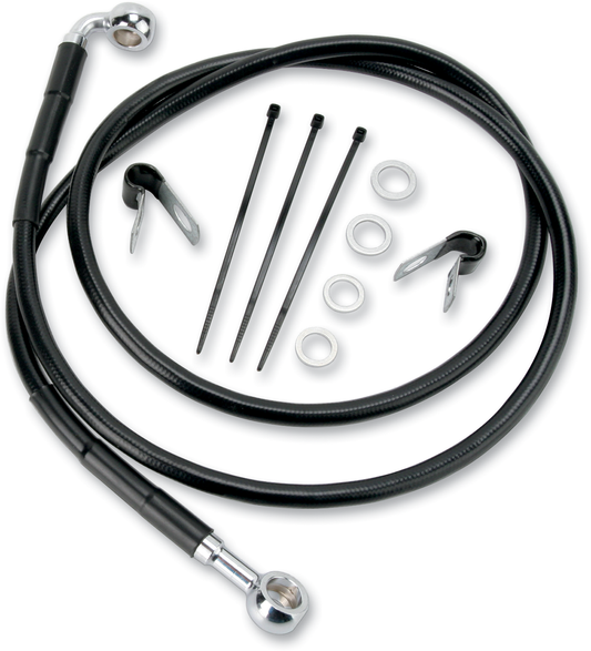 DRAG SPECIALTIES Brake Line - Front - Black - +2" 640115-2BLK