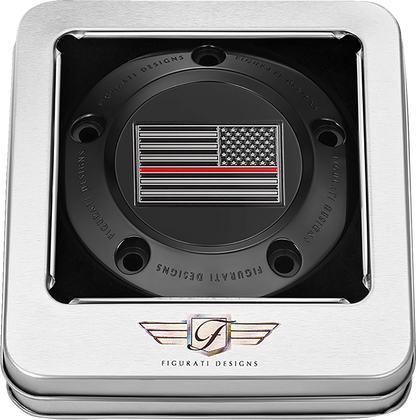 FIGURATI DESIGNS Timing Cover - 5 Hole - American - Red Line - Black FD75-TC-5H-BLK