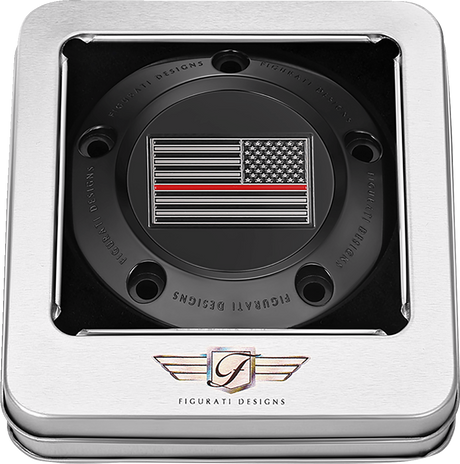 FIGURATI DESIGNS Timing Cover - 5 Hole - American - Red Line - Black FD75-TC-5H-BLK