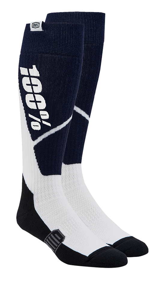 100% Torque Comfort Moto Socks - Navy/White - Large/XL 20053-00006