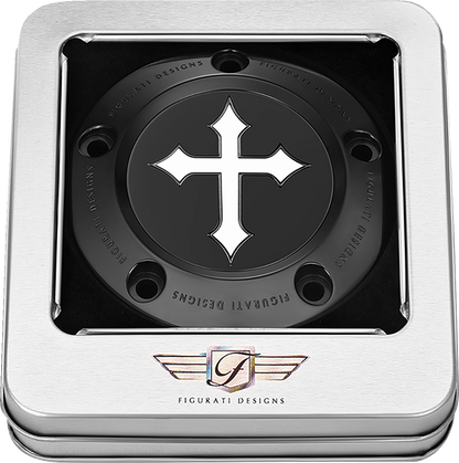 FIGURATI DESIGNS Timing Cover - 5 Hole - Cross - Black FD41-TC-5H-BLK