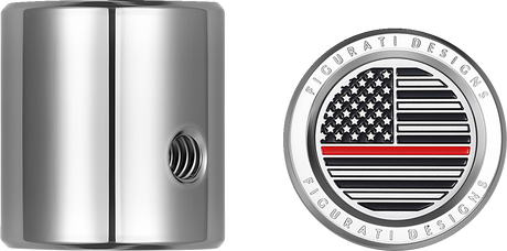 FIGURATI DESIGNS Heel-Toe Shifter Cover - Red Line American Flag - Stainless Steel FD73-HTSC-SS