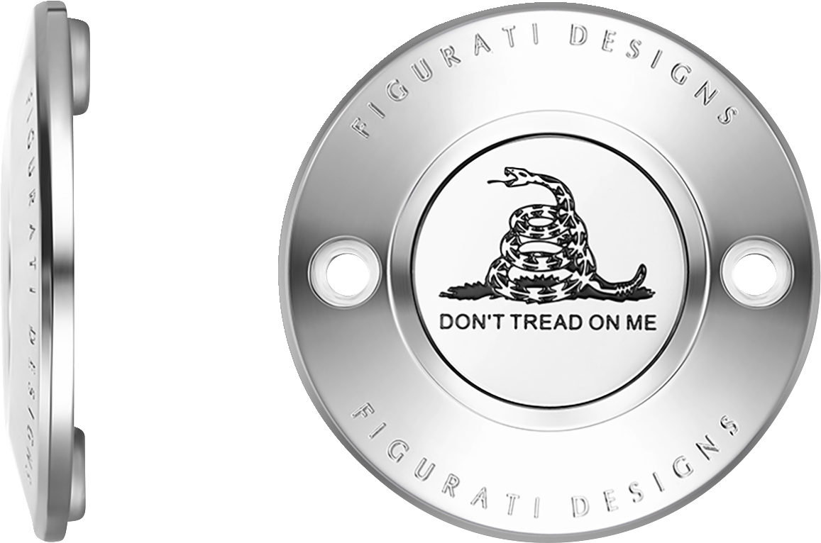 FIGURATI DESIGNS Timing Cover - 2 Hole - Don't Tread on Me - Stainless Steel FD40-TC-2H-SS