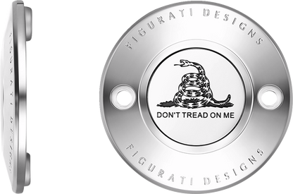 FIGURATI DESIGNS Timing Cover - 2 Hole - Don't Tread on Me - Stainless Steel FD40-TC-2H-SS