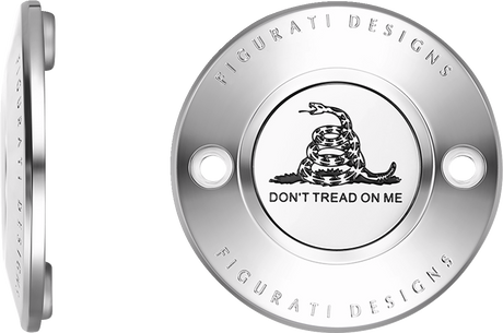 FIGURATI DESIGNS Timing Cover - 2 Hole - Don't Tread on Me - Stainless Steel FD40-TC-2H-SS