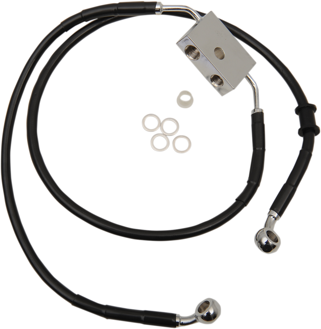 DRAG SPECIALTIES Brake Line - Front - +6" - Black - XL 614750-6BLK