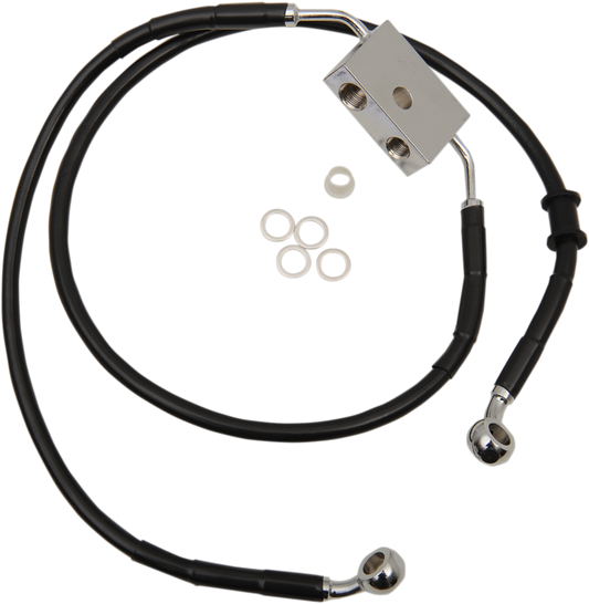 DRAG SPECIALTIES Brake Line - Front - +6" - Black - XL 614750-6BLK