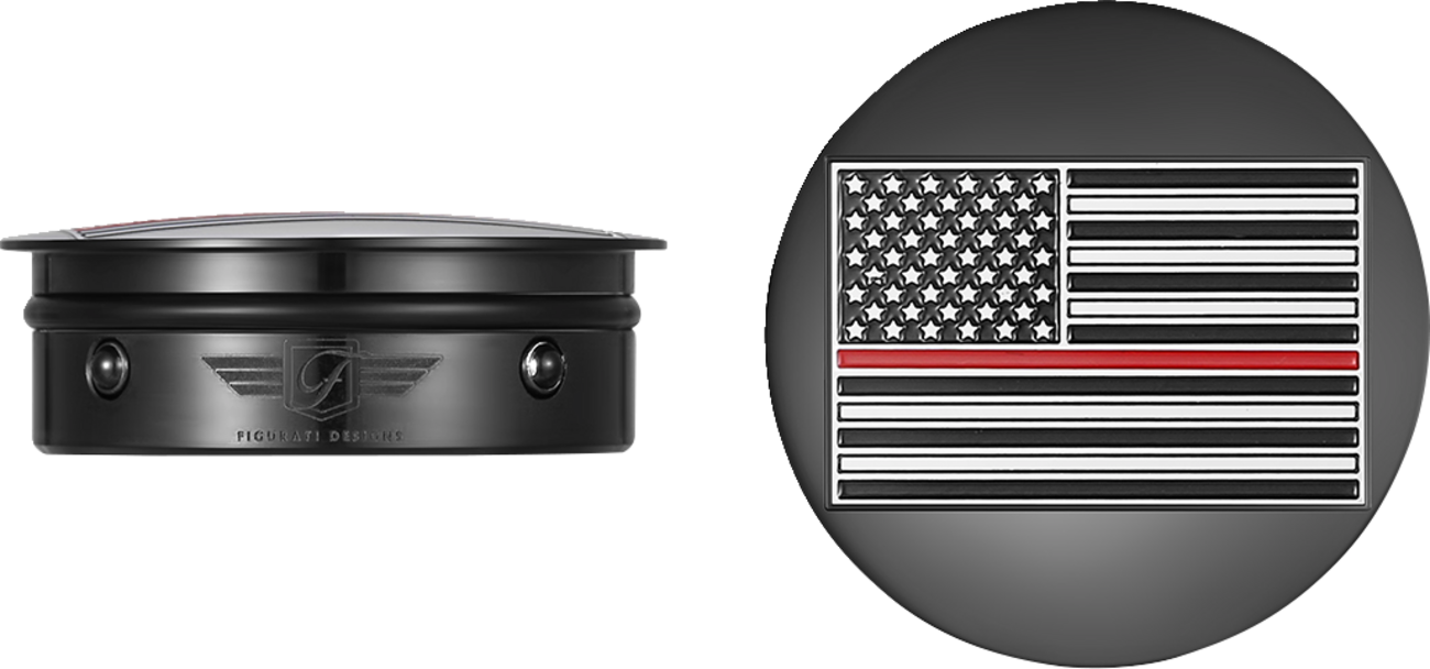 FIGURATI DESIGNS Swing Arm Covers - Red Line American Flag - Custom - Black - Reversed FD75-AFRL-BLK