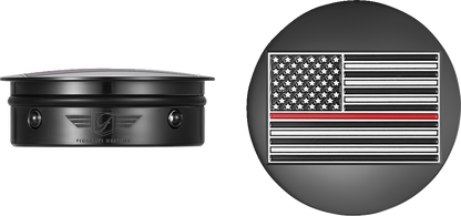 FIGURATI DESIGNS Swing Arm Covers - Red Line American Flag - Custom - Black - Reversed FD75-AFRL-BLK