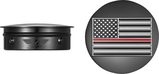 FIGURATI DESIGNS Swing Arm Covers - Red Line American Flag - Custom - Black - Reversed FD75-AFRL-BLK