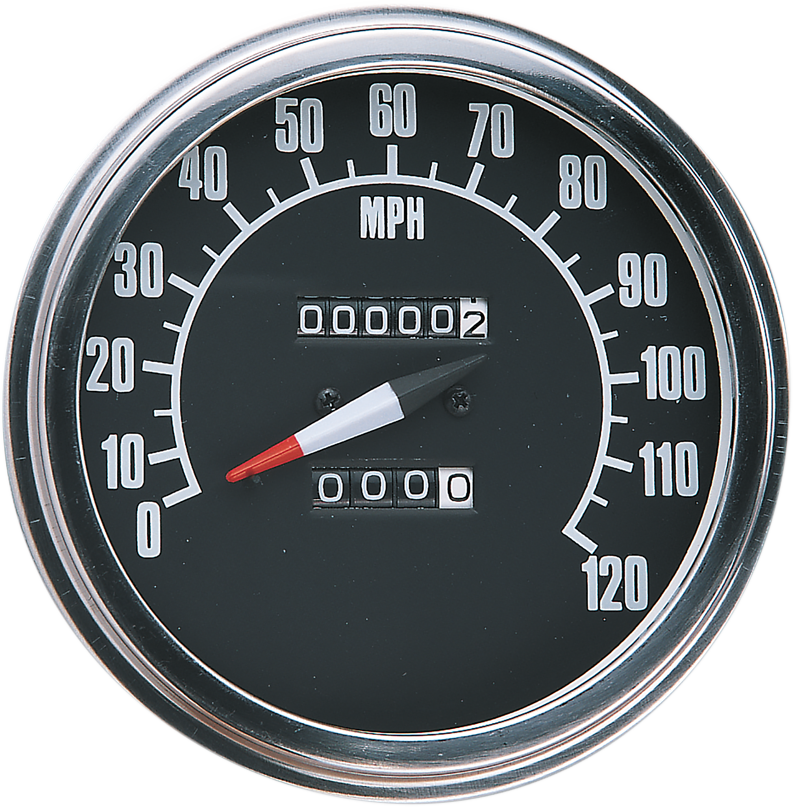 DRAG SPECIALTIES 5" FL-Style 2240:60 Speedometer with Reed Switch - '68-'84 Black Face 74584M