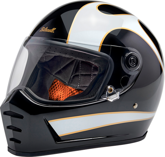 Casco BILTWELL Lane Splitter - Negro brillante/Llamas blancas - 2XL 1004-570-506 