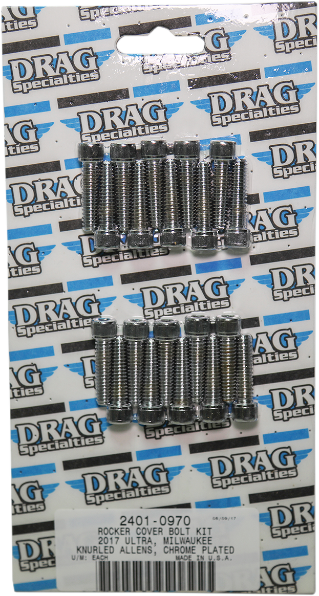 DRAG SPECIALTIES Rocker Cover Knurled Bolt Kit - Chrome - M8 MK777