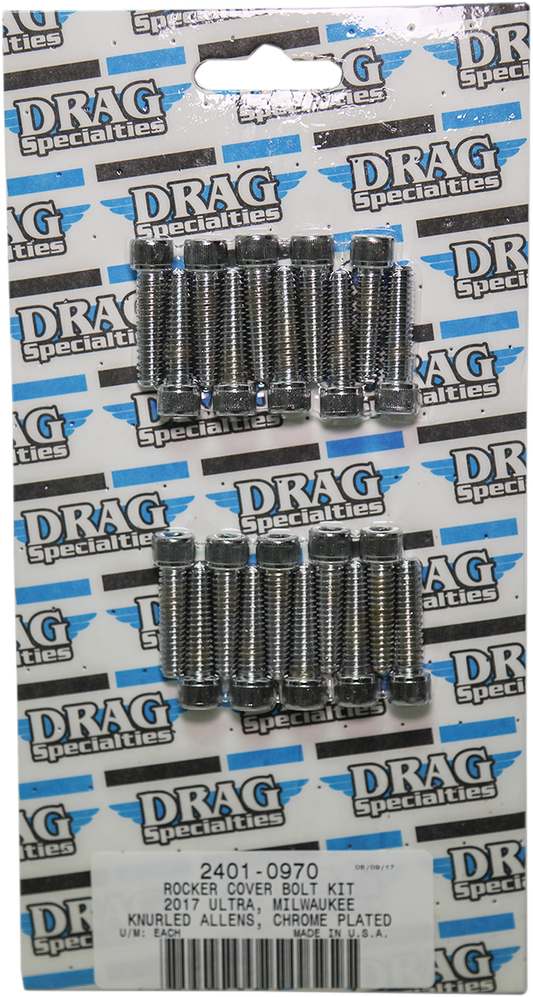 DRAG SPECIALTIES Rocker Cover Knurled Bolt Kit - Chrome - M8 MK777