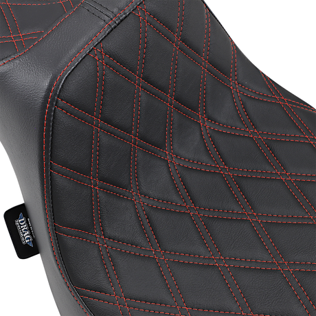 DRAG SPECIALTIES Predator III Seat - Double Diamond - Red Stitched - FXFB/S '18-'22 FIT FLSTN W/O LUGG RACK 0802-1074