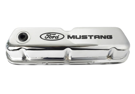 Ford Racing Ford Mustang Logo Stamped Steel Chrome Valve Covers 302-100