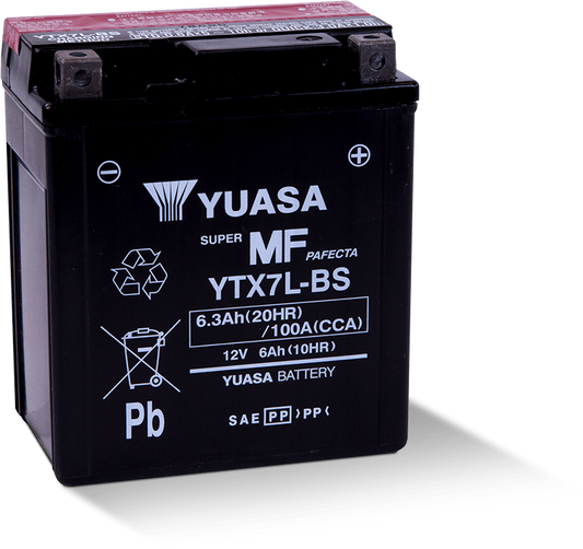 Yuasa YTX7L-BS Maintenance Free AGM 12 Volt Battery (Bottle Supplied)