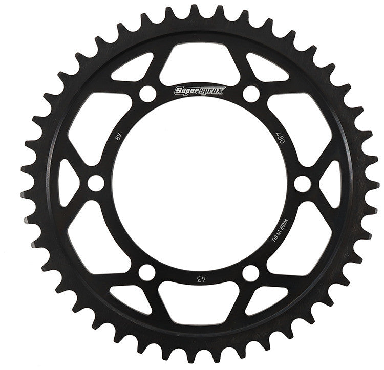 SUPERSPROX Rear Edge Sprocket Steel 43t-525 Blk Suz/Yam RFA-480-43-BLK
