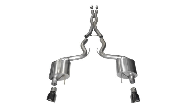 Corsa 2015 Ford Mustang GT 5.0 3in Cat Back Exhaust, Black Dual 4.5in Tip (Xtreme) 14328BLK