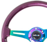 NRG Classic Wood Grain Steering Wheel (350mm) Purple Pearl Paint w/Neochrome 3-Spoke Center ST-015MC-PP