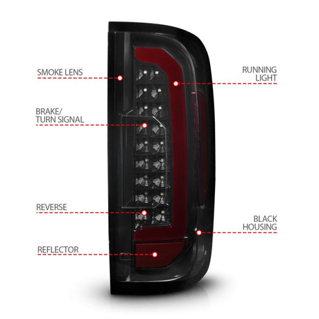 ANZO 15-21 Chevrolet Colorado Full LED Tail Lights w/ Red Lightbar Black Housing Smoke Lens 311433