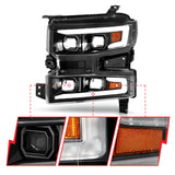 ANZO 19-22 Chevrolet Silverado 1500 LED Proj HL w/Lgt Bar SwBk Seq. Blk w/In. Light - Passenger Side 111566-R
