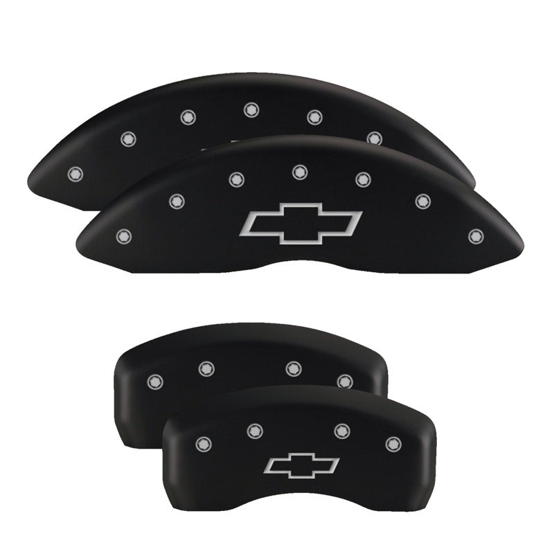 MGP 4 Caliper Covers Engraved Front & Rear Bowtie Red finish silver ch 14235SBOWRD