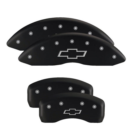 MGP 4 Caliper Covers Engraved Front & Rear Bowtie Red finish silver ch 14235SBOWRD