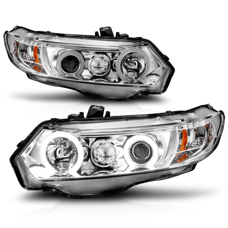 ANZO 2006-2011 Honda Civic Projector Headlights w/ Halo Chrome (CCFL) 121061