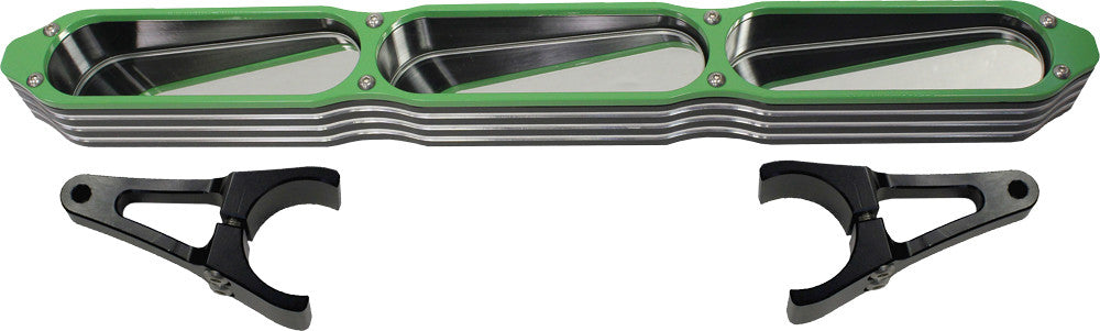MODQUAD3-Panel Rear View Mirror W/Bezel Green 2"MIR-BEZ-GR