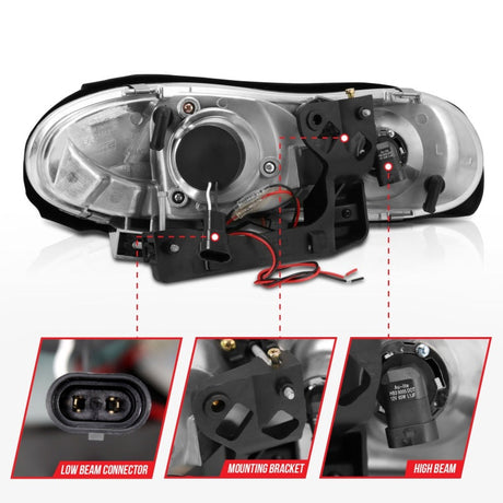 ANZO 1998-2002 Chevrolet Camaro Projector Headlights w/ Halo Black 121160