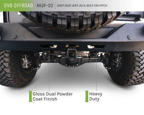 DV8 Offroad 07-21 Jeep Wrangler (JK/JL) Bolt-On Hitch w/o Lights AHJP-02
